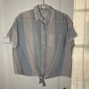 Madewell Tie Front Striped Button-Down Shirt